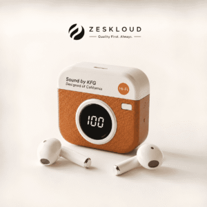 ZesKloud Retro Camera Earbuds Retro camera-inspired TWS Bluetooth earbuds with LED display from ZesKloud.