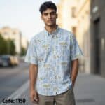 code-1150 (AI Fashion Models) দেশীয় প্রিমিয়াম প্রিন্টেড স্লাব কটন হাফ শার্ট