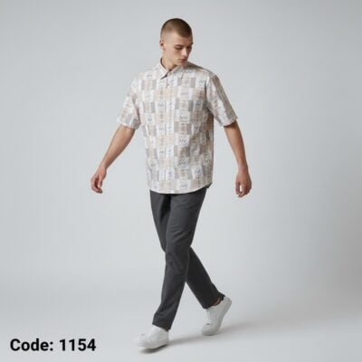 code-1154 (AI Fashion Models) দেশীয় প্রিমিয়াম প্রিন্টেড স্লাব কটন হাফ শার্ট