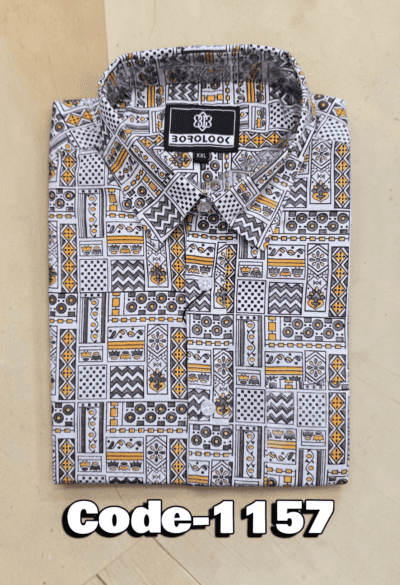 code-1157 দেশীয় প্রিমিয়াম প্রিন্টেড স্লাব কটন হাফ শার্ট