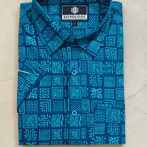 code-1165 দেশীয় প্রিমিয়াম প্রিন্টেড স্লাব কটন হাফ শার্ট